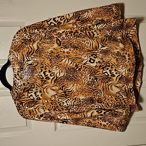 Ruby Rd. Leopard Wet Look Jacket - Picture 5 of 6